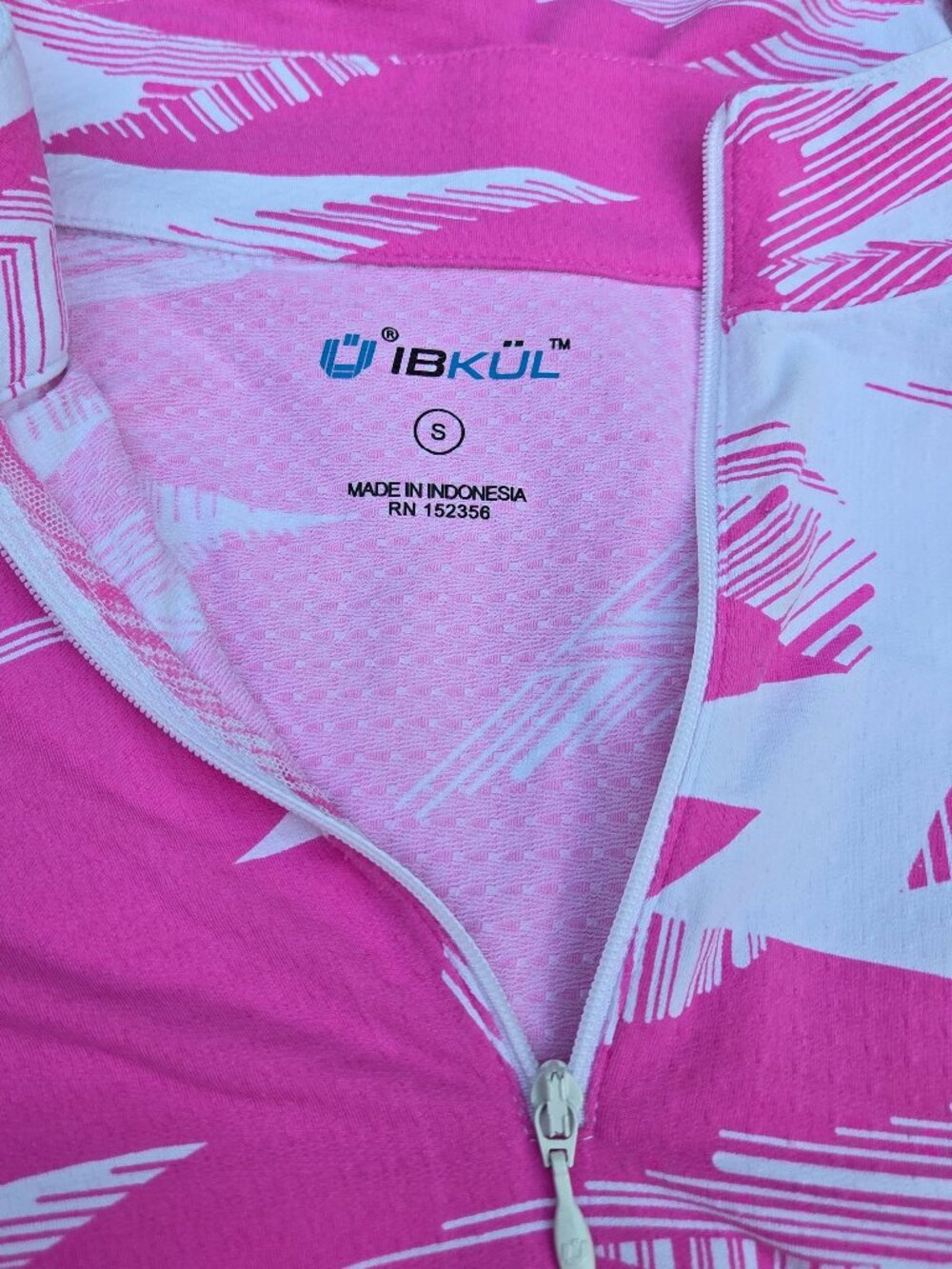 NWOT-IBKUL Pink Icefil 1/4 Zip Top Women, S Golf Tennis Mesh insert on Sleeve